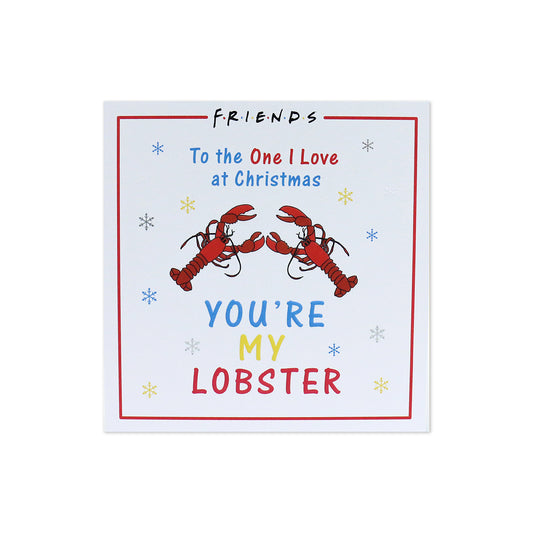 Hallmark Friends Christmas Card To The One I Love - You're My Lobster featuring two illustrated lobsters and snowflakes.