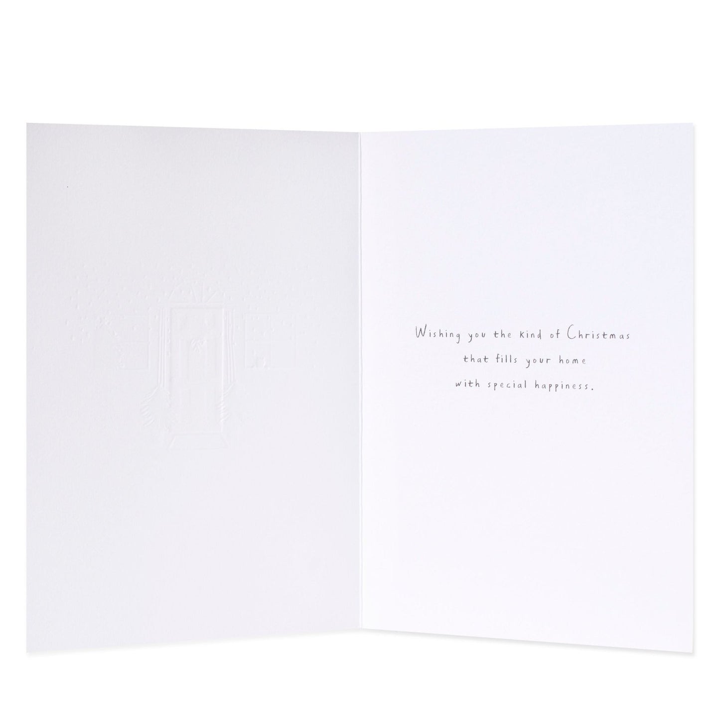 Hallmark Christmas Card - Our Home To Yours inside view featuring a heartfelt message and embossed design for a personal touch.