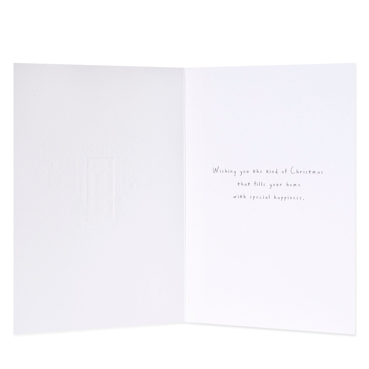 Hallmark Christmas Card - Our Home To Yours inside view featuring a heartfelt message and embossed design for a personal touch.