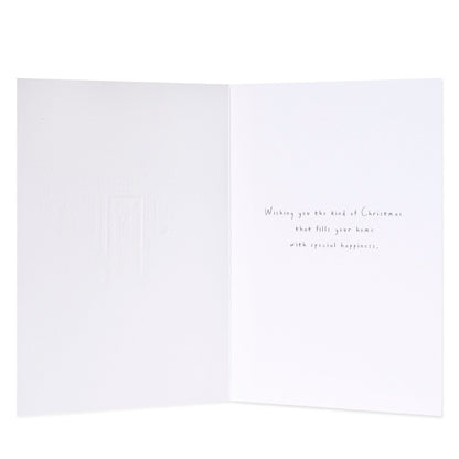 Hallmark Christmas Card - Our Home To Yours inside view featuring a heartfelt message and embossed design for a personal touch.