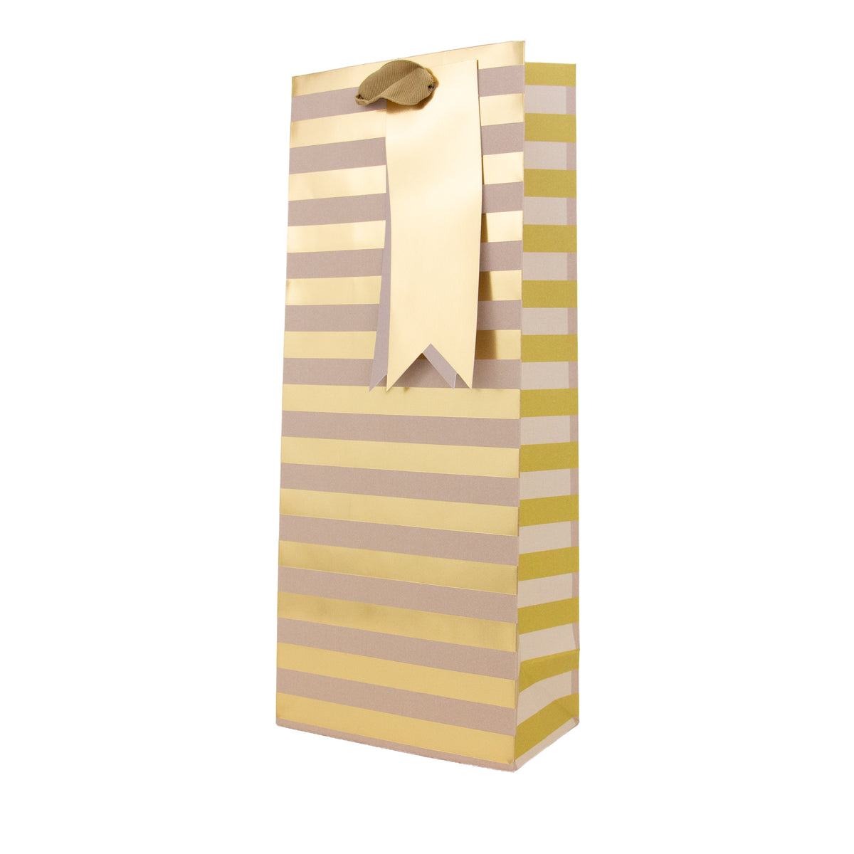 Hallmark Bottle Bag - Kraft & Gold Stripes