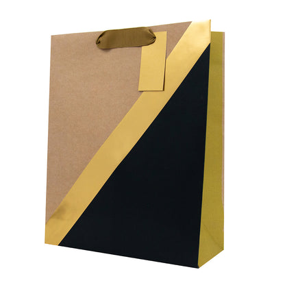 Hallmark Double Bottle Bag - KRAFT GOLD BLACK