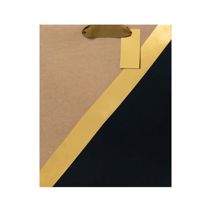 Hallmark Double Bottle Bag - KRAFT GOLD BLACK