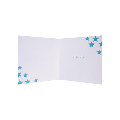 Hallmark Father's Day Card - The Most Wonderful Dad, open view featuring blue star accents and printed message 'With Love'.