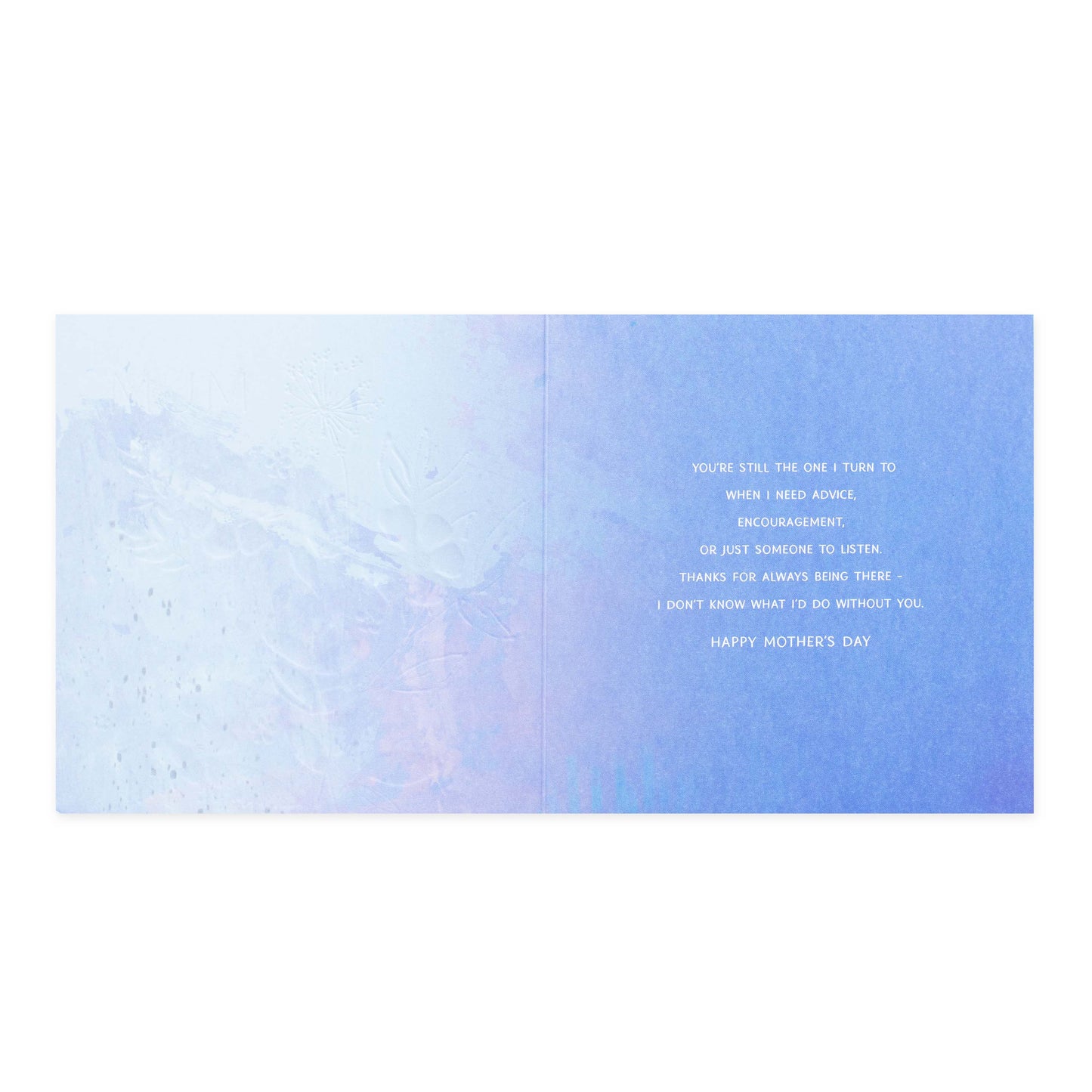 Hallmark Mother's Day Card - Still The One with heartfelt message inside, featuring a soft gradient blue design and elegant typography.