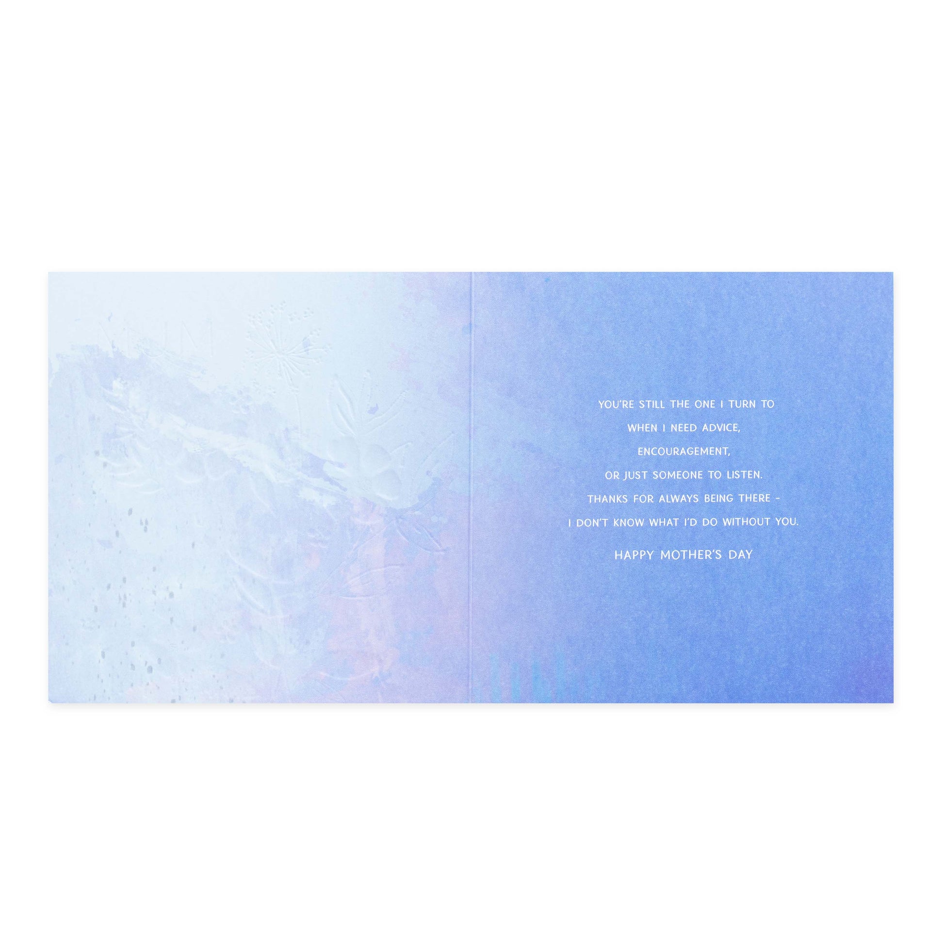Hallmark Mother's Day Card - Still The One with heartfelt message inside, featuring a soft gradient blue design and elegant typography.