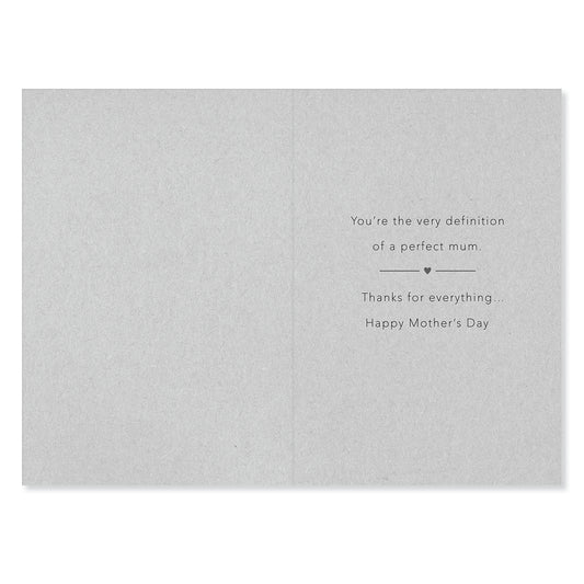 Hallmark Mother's Day Card - MUM inside message with grey paper, featuring heartfelt note and elegant font detail.