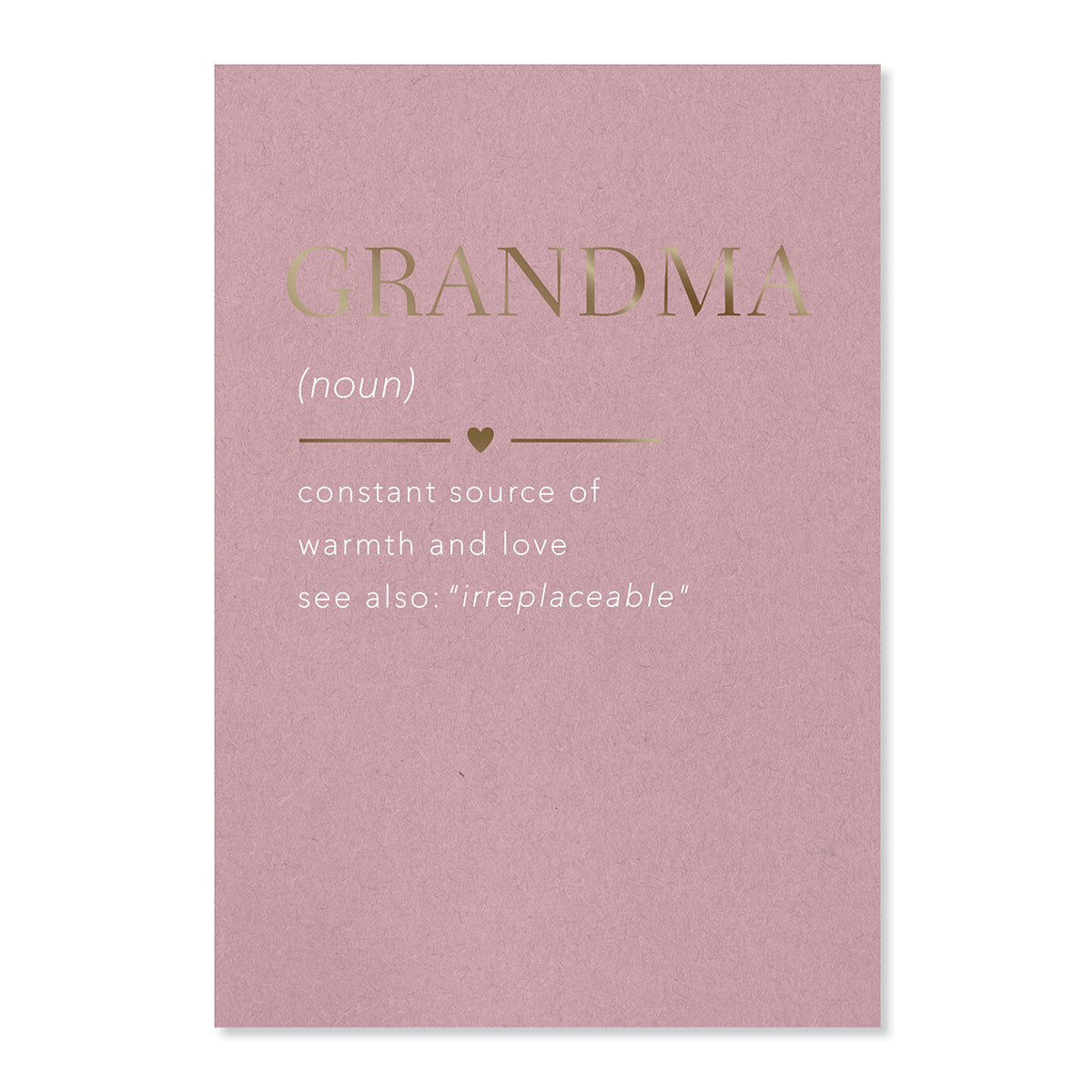 Hallmark Mother's Day Card - Grandma in a soft pink colour with gold foil lettering featuring a light-hearted definition of grandma.