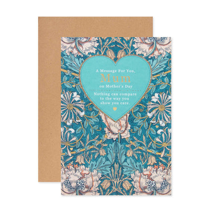 Hallmark Mother's Day Card - A message for you Mum, featuring intricate floral design and heartfelt text, flat lay view.