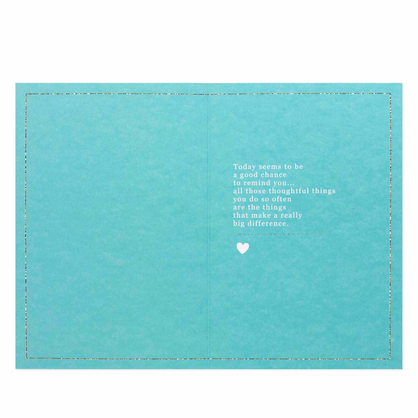 Hallmark Mother's Day Card - A message for you Mum, inside view with heartfelt message printed on aqua blue paper.
