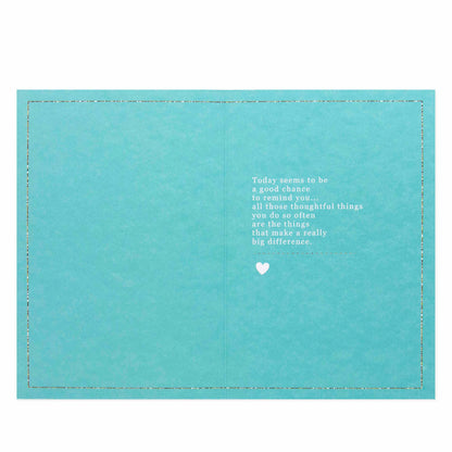 Hallmark Mother's Day Card - A message for you Mum, inside view with heartfelt message printed on aqua blue paper.