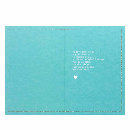 Hallmark Mother's Day Card - A message for you Mum, inside view with heartfelt message printed on aqua blue paper.
