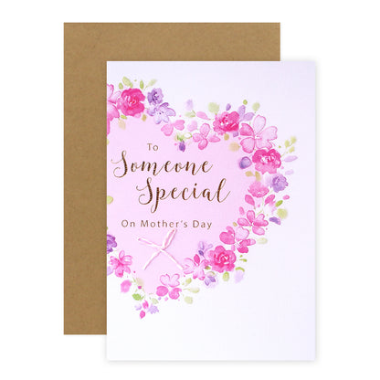 Hallmark Mother's Day Card - Someone Special with floral heart design, gold foil text, and kraft paper background.