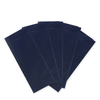 Hallmark 5 Pack Multi-Occasion Tissue Paper Sheet - Navy Blue, featuring five premium navy blue sheets stacked in a flat lay arrangement.