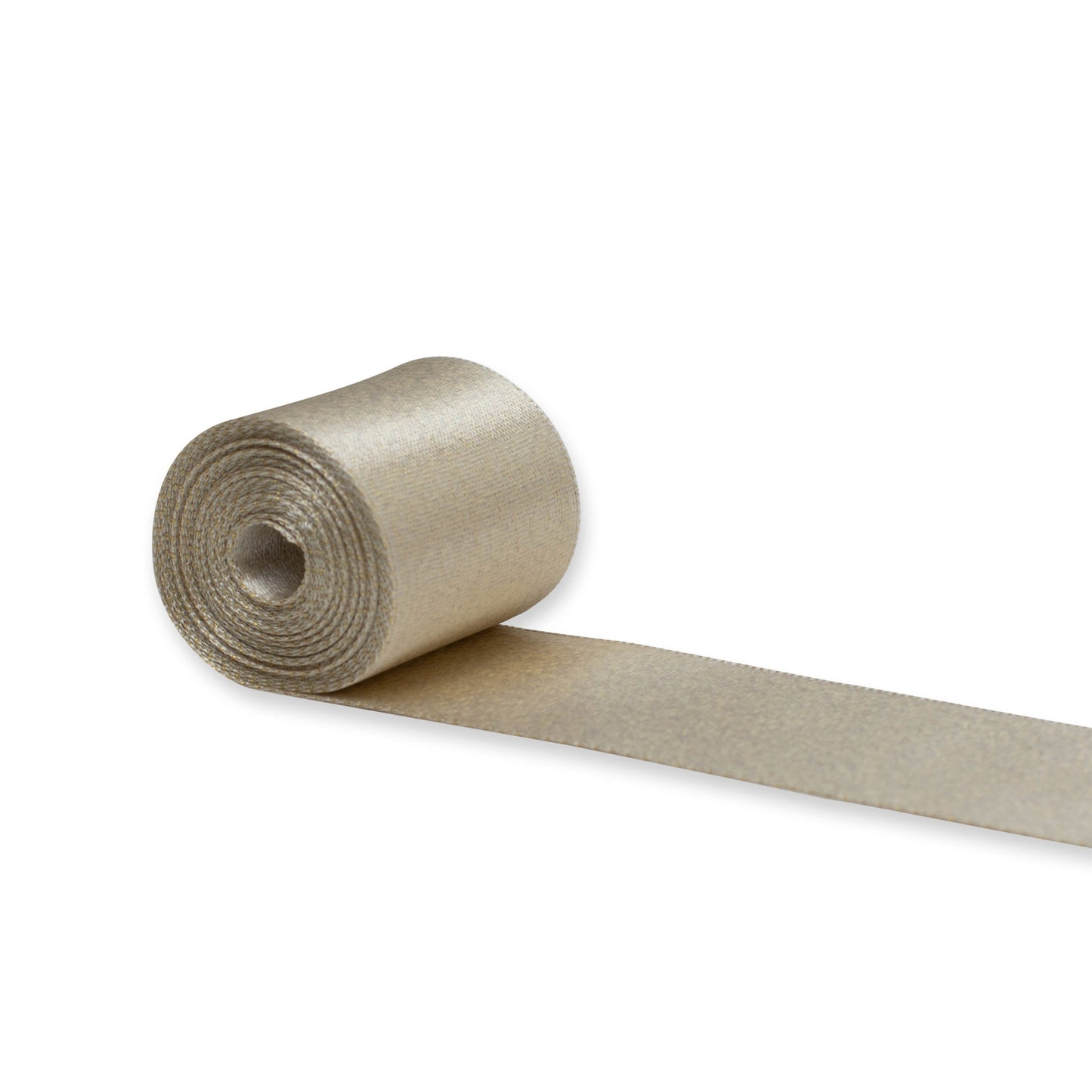 Hallmark Gold Grosgrain Ribbon - 2m, premium textured ribbon in metallic gold, shown in a roll with ribbon unspooled.