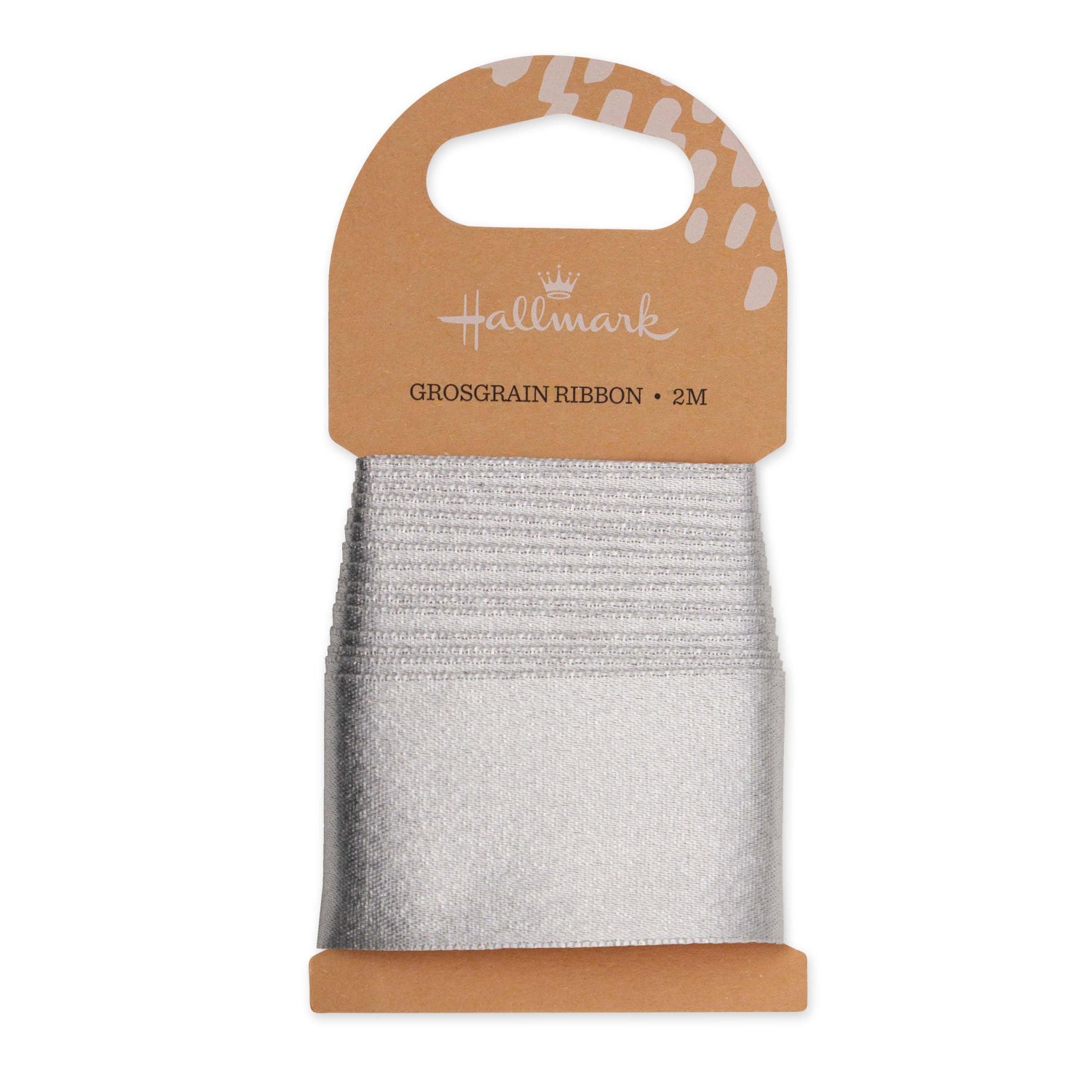 Hallmark Silver Blue Grosgrain Ribbon - 2m on recyclable kraft card packaging with textured finish.