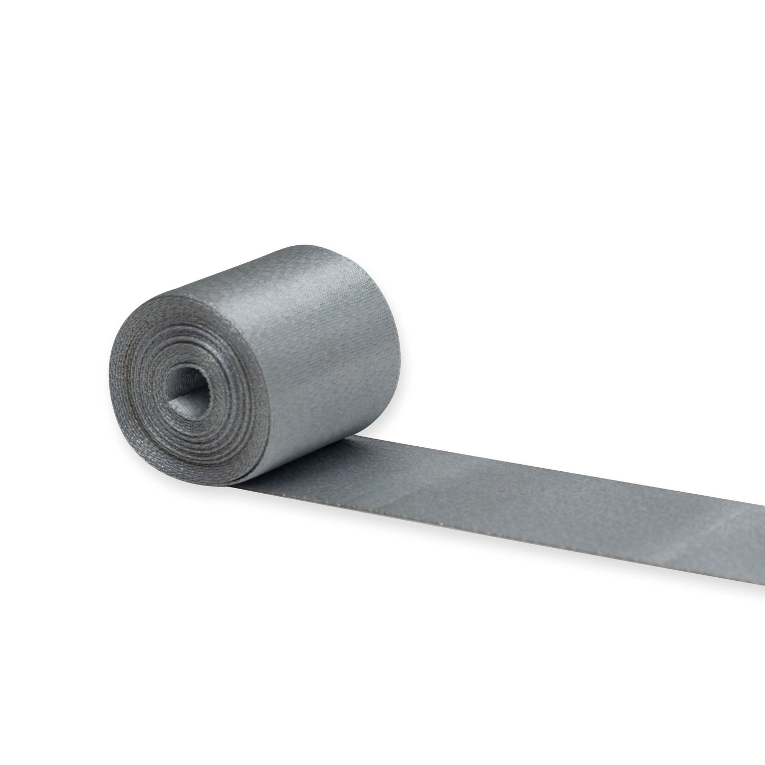 Hallmark Silver Blue Grosgrain Ribbon - 2m roll with a textured finish, showcasing metallic silver colour and smooth edges.