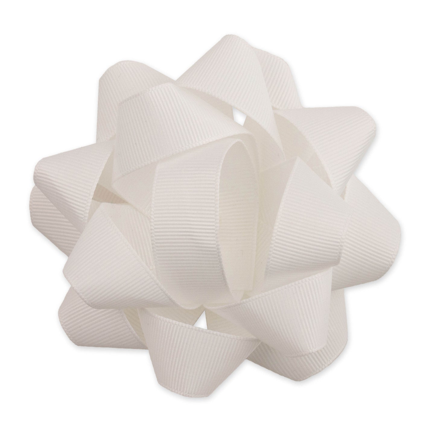 Hallmark Premium Fabric Bow - White crafted from textured grosgrain ribbon in a close-up view, ideal for elegant gift wrapping.