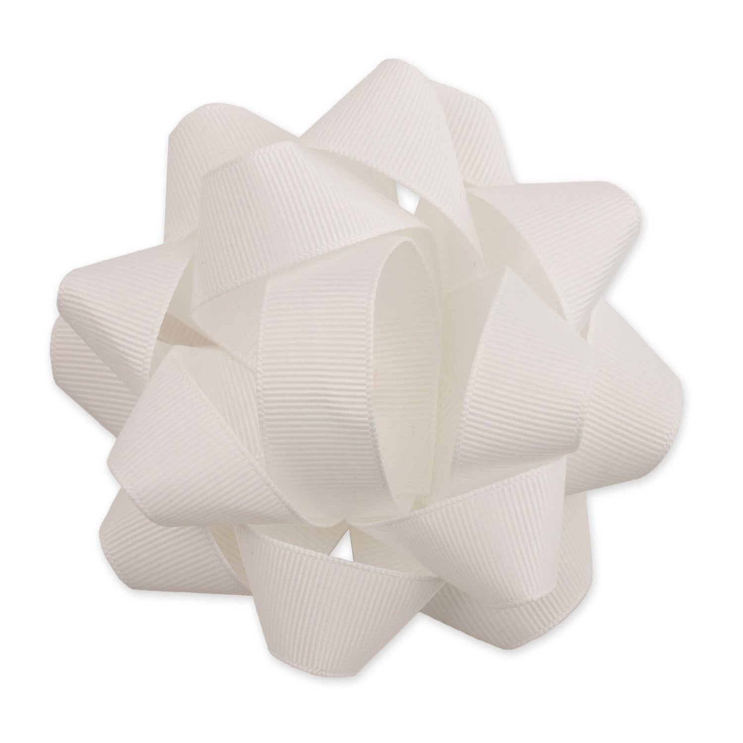 Hallmark Premium Fabric Bow - White crafted from textured grosgrain ribbon in a close-up view, ideal for elegant gift wrapping.
