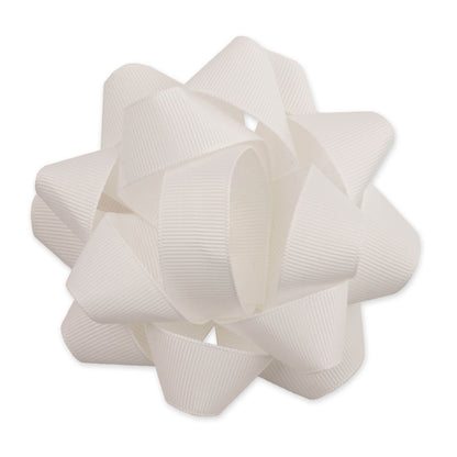 Hallmark Premium Fabric Bow - White crafted from textured grosgrain ribbon in a close-up view, ideal for elegant gift wrapping.
