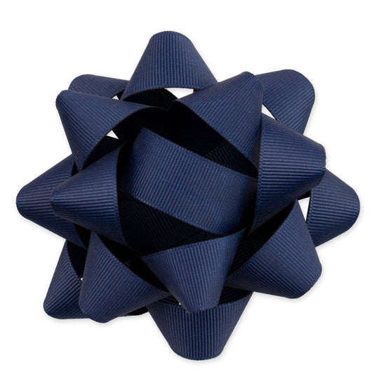 Hallmark Premium Fabric Bow - Navy Blue, 10cm diameter, textured grosgrain ribbon, close-up view showcasing elegant design.