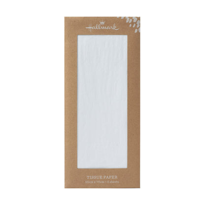 Hallmark 5 Pack Multi-Occasion Tissue Paper Sheet - White in packaging, featuring 5 lightweight sheets, each 70cm x 50cm.