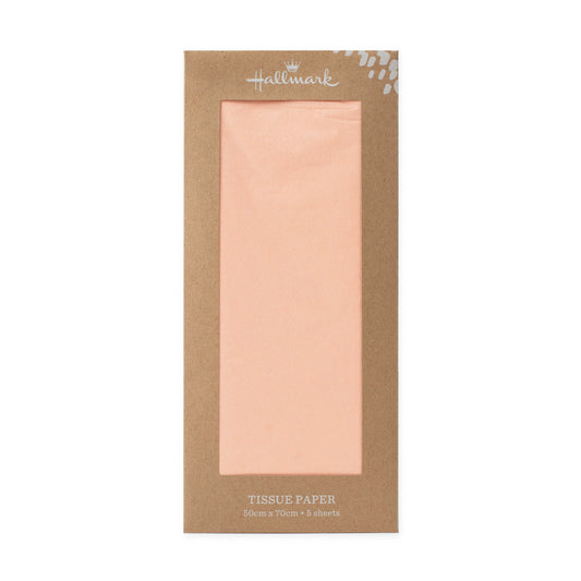 Hallmark 5 Pack Multi-Occasion Tissue Paper Sheet - Peach in packaging, showcasing lightweight, premium quality tissue paper.