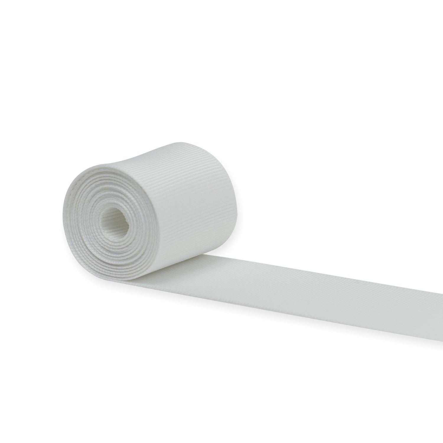Hallmark White Grosgrain Ribbon - 2m in a roll, showcasing textured finish and crisp white colour on a white background.