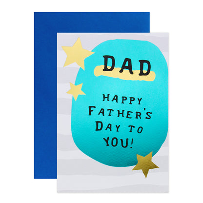 Hallmark Father's Day Card - With Love featuring gold foil stars and a blue envelope, front view with fun message for Dad.