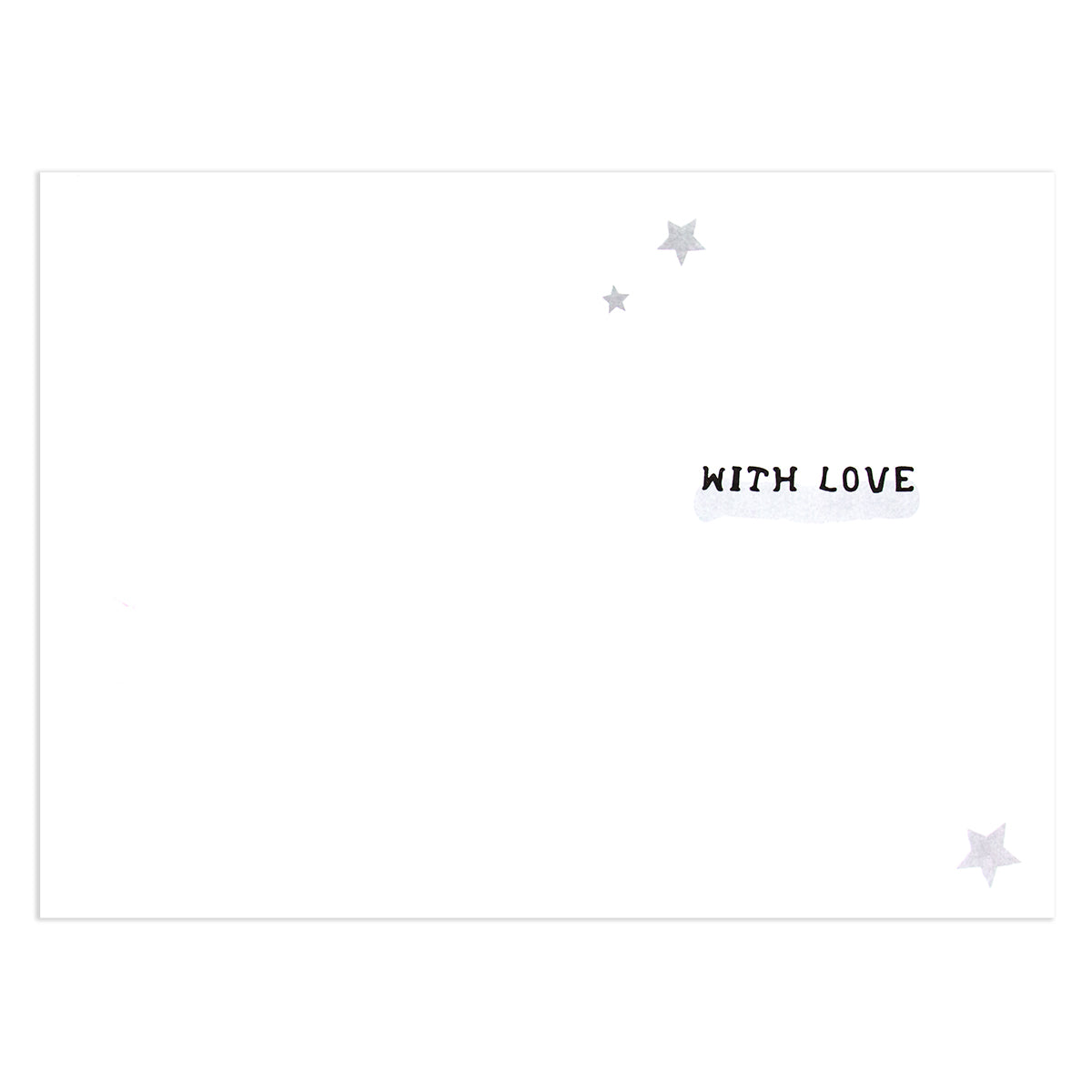 Hallmark Father's Day Card - With Love inside view showing message 'WITH LOVE' and silver star illustrations on a white background.
