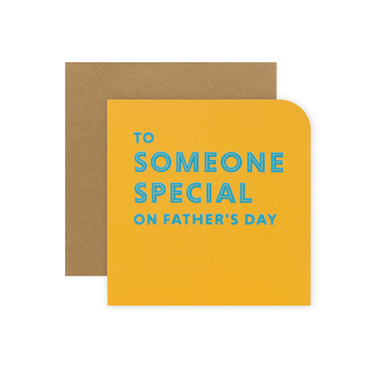Hallmark Father's Day card - Someone Special (Braille Card) in yellow with embossed lettering and kraft envelope.