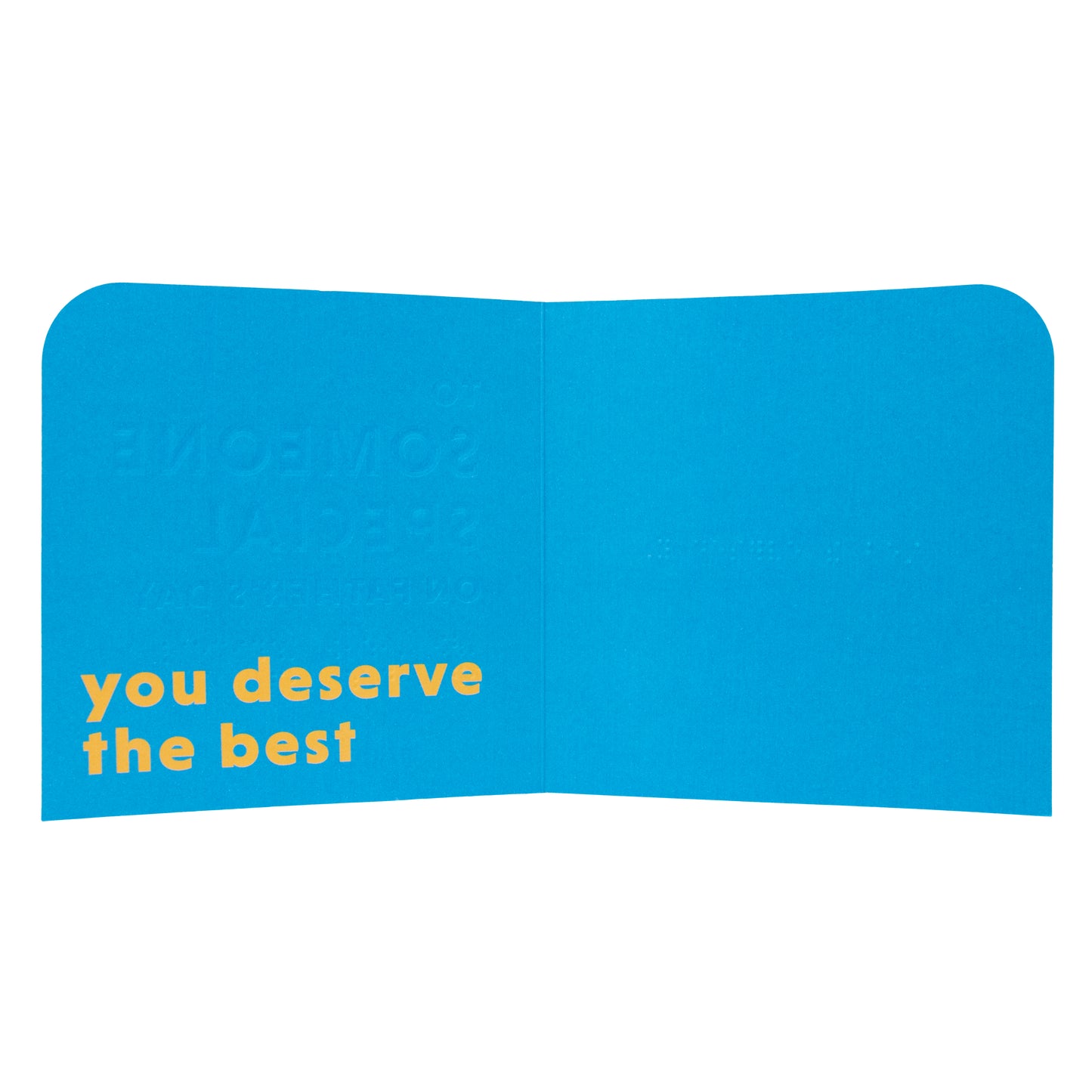 Hallmark Father's Day Card - Someone Special (Braille Card) featuring embossed braille and blue interior with printed message.