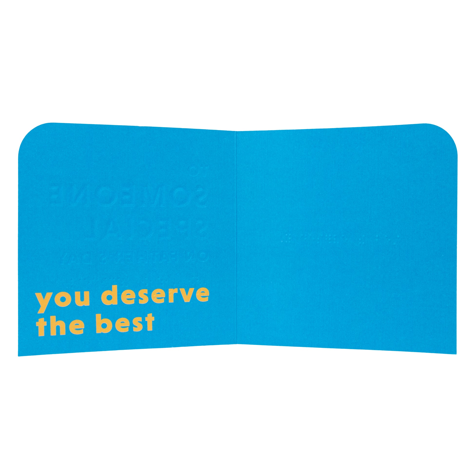 Hallmark Father's Day Card - Someone Special (Braille Card) featuring embossed braille and blue interior with printed message.