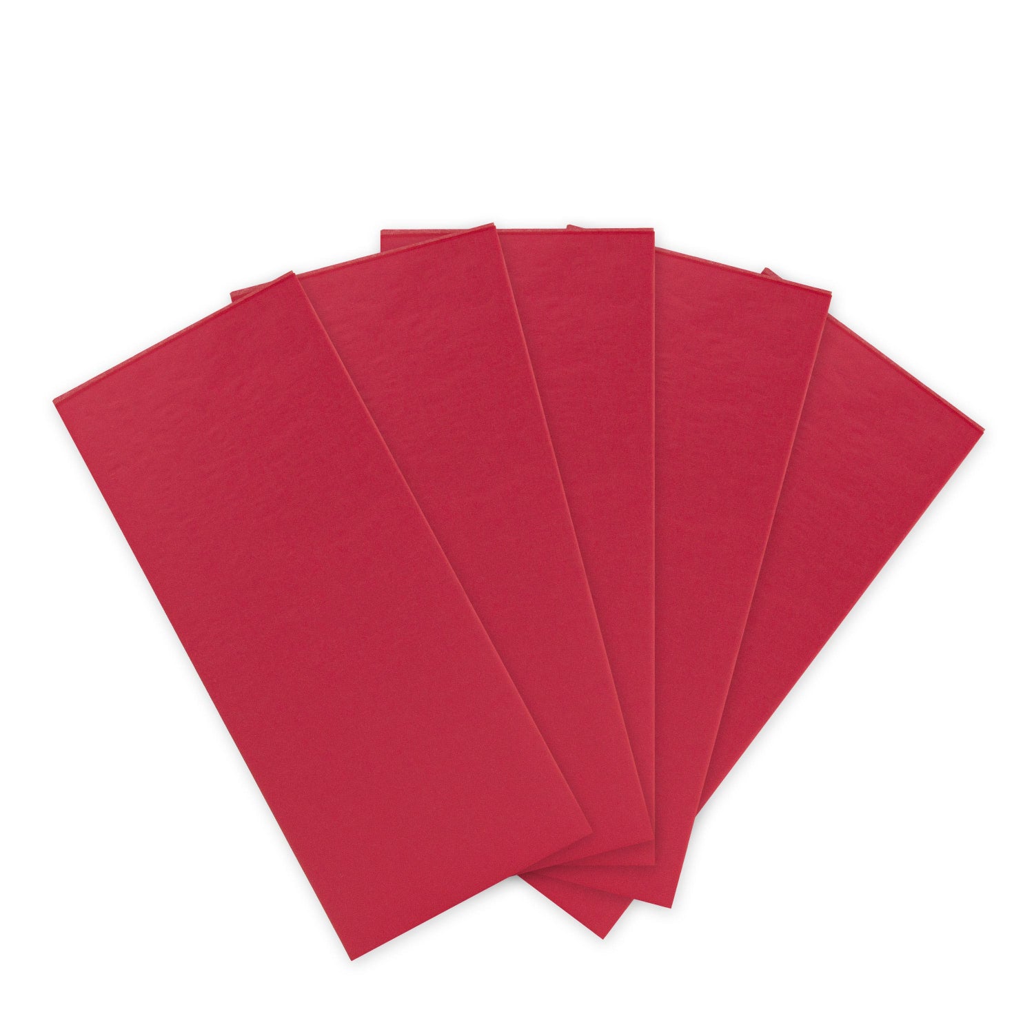 Hallmark 5 Pack Multi-Occasion Tissue Paper Sheet - Red, vibrant red sheets, flat lay view, ideal for gift wrapping and crafts