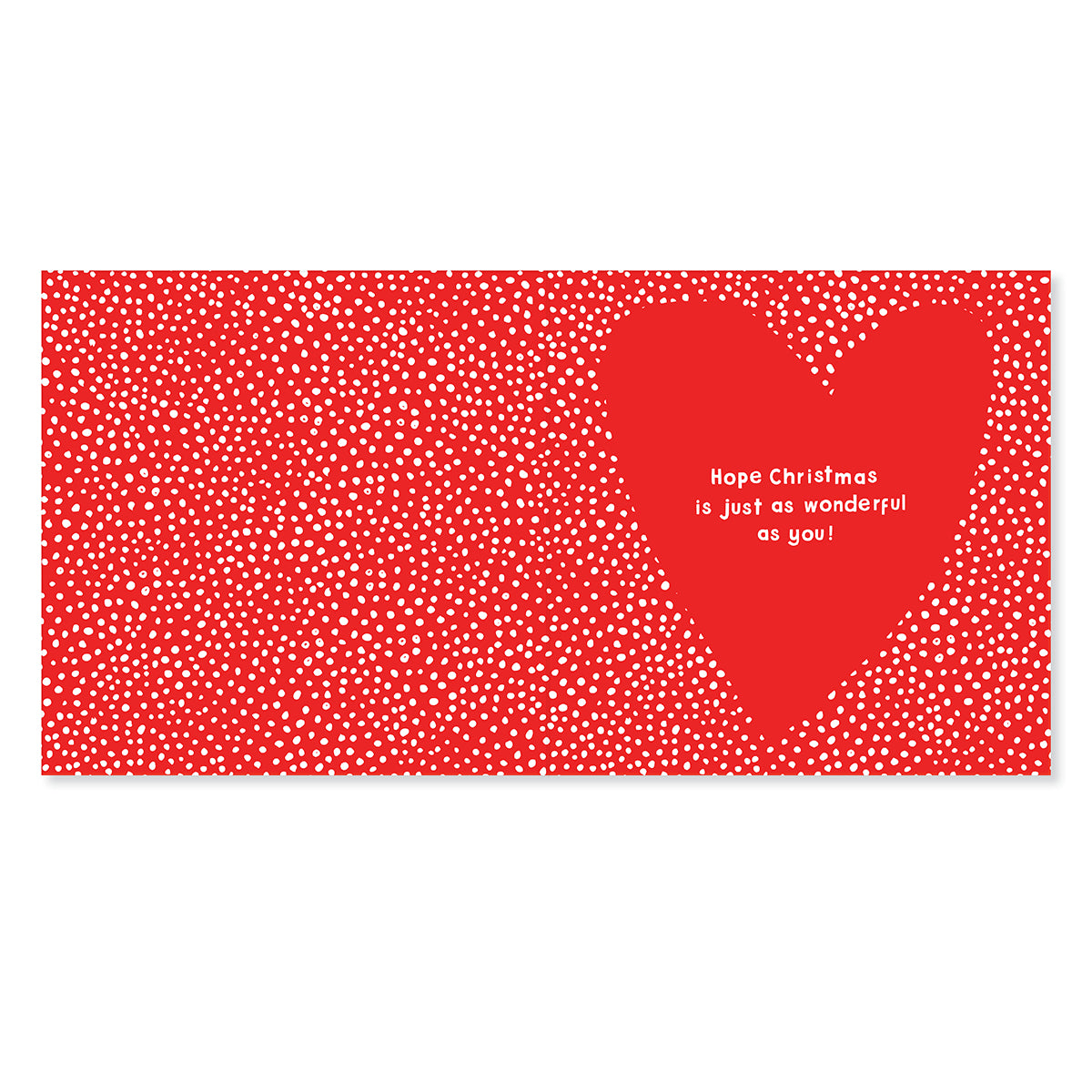 Hallmark Christmas card for daughter - Lots of Love, vibrant red background with heart shape and white dots, heartfelt message inside.