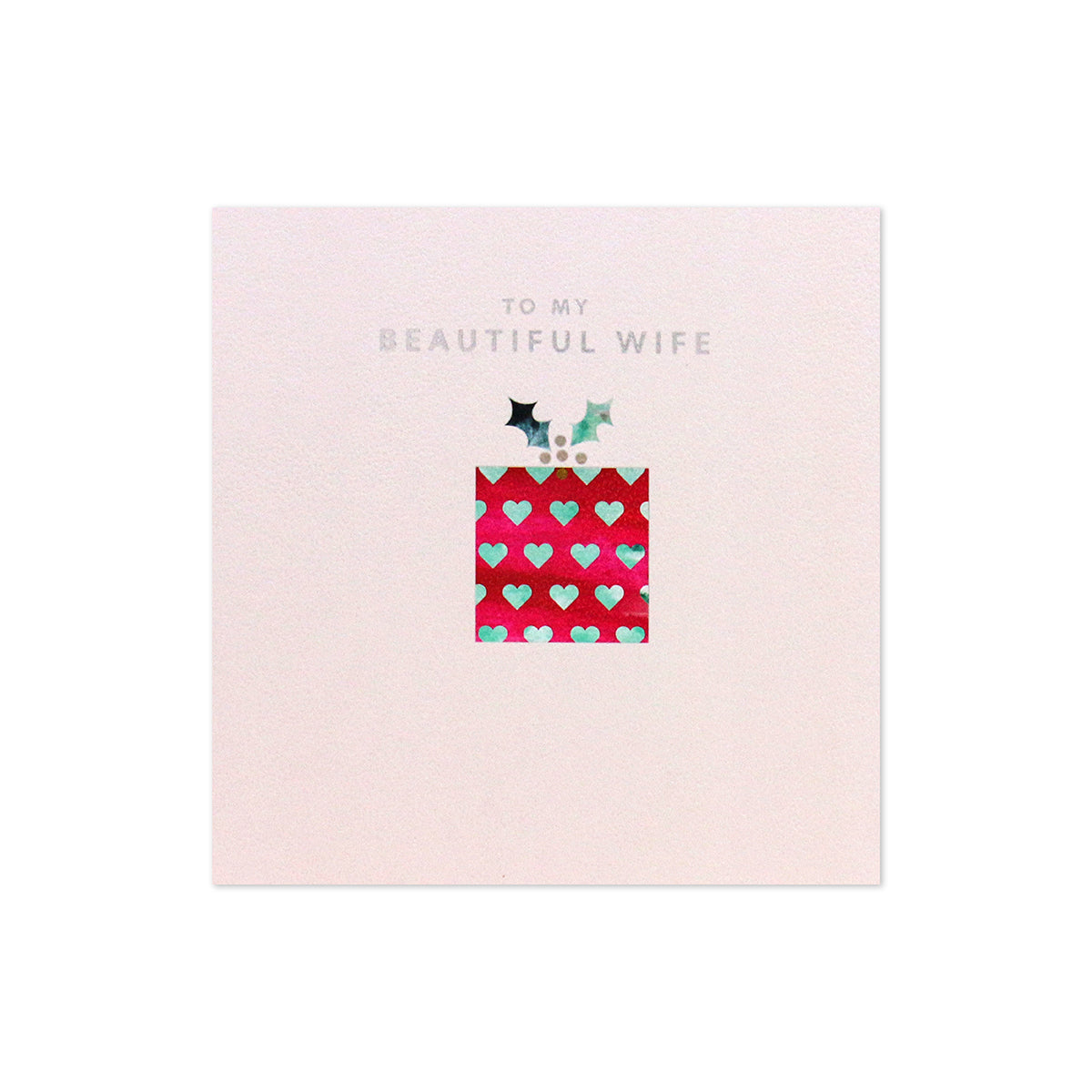Hallmark Christmas Card For Wife - All My Love Always, square card with foil accents and colourful heart design on front.