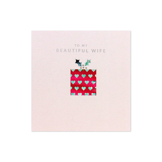 Hallmark Christmas Card For Wife - All My Love Always, square card with foil accents and colourful heart design on front.