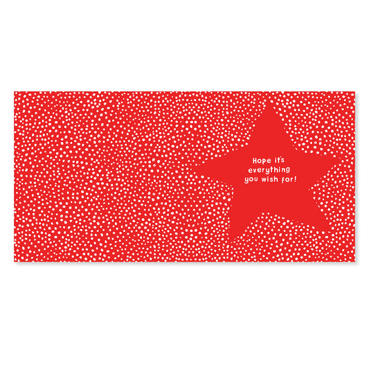 Hallmark Christmas card for sister - Amazing Wish, featuring a red design with a star outline and the message inside.