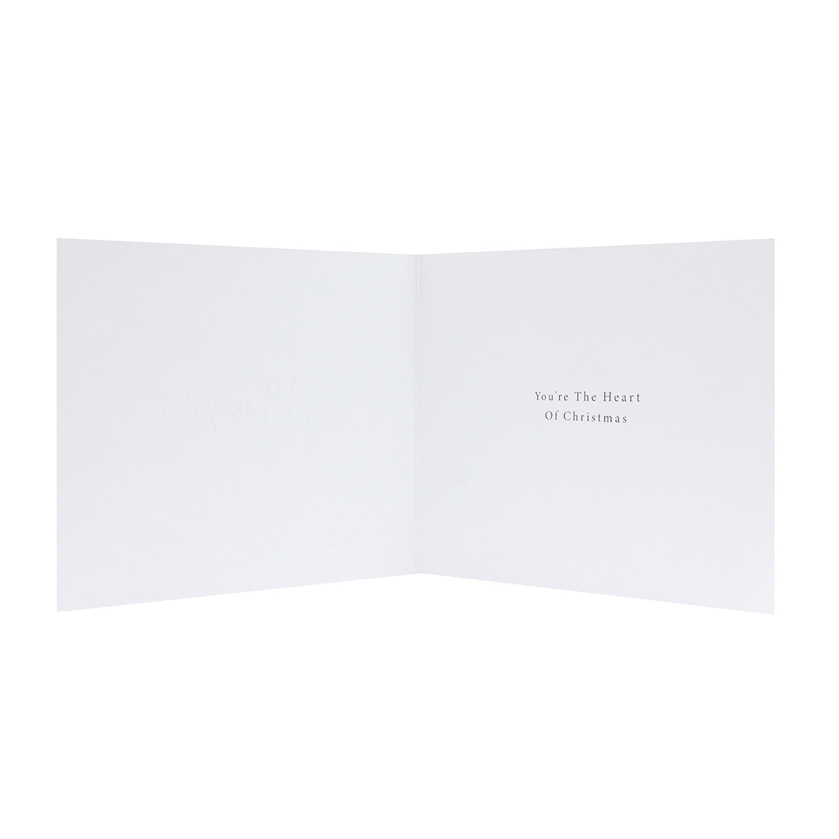 Hallmark Christmas Card For Mum - Magical Moments, inside view showing the message "You're The Heart Of Christmas" on a blank background.