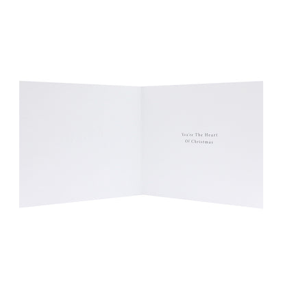 Hallmark Christmas Card For Mum - Magical Moments, inside view showing the message "You're The Heart Of Christmas" on a blank background.