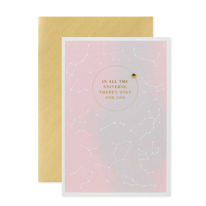 Hallmark Signature Mother's Day Card - In all the universe, there's only one you, featuring gold foil text and paper gem on textured stock.