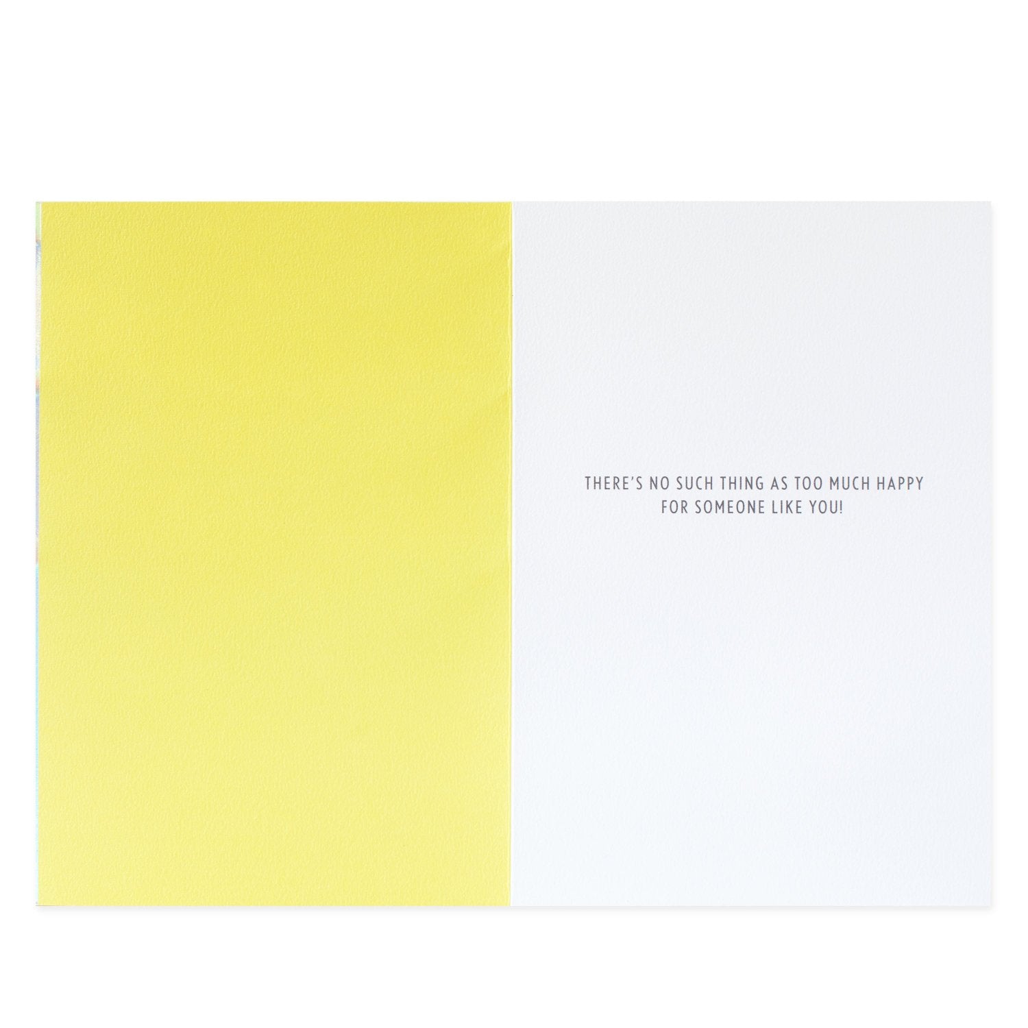 Hallmark Signature Birthday Card - Happy Happy Happy inside design featuring yellow and white panels with a cheerful message.