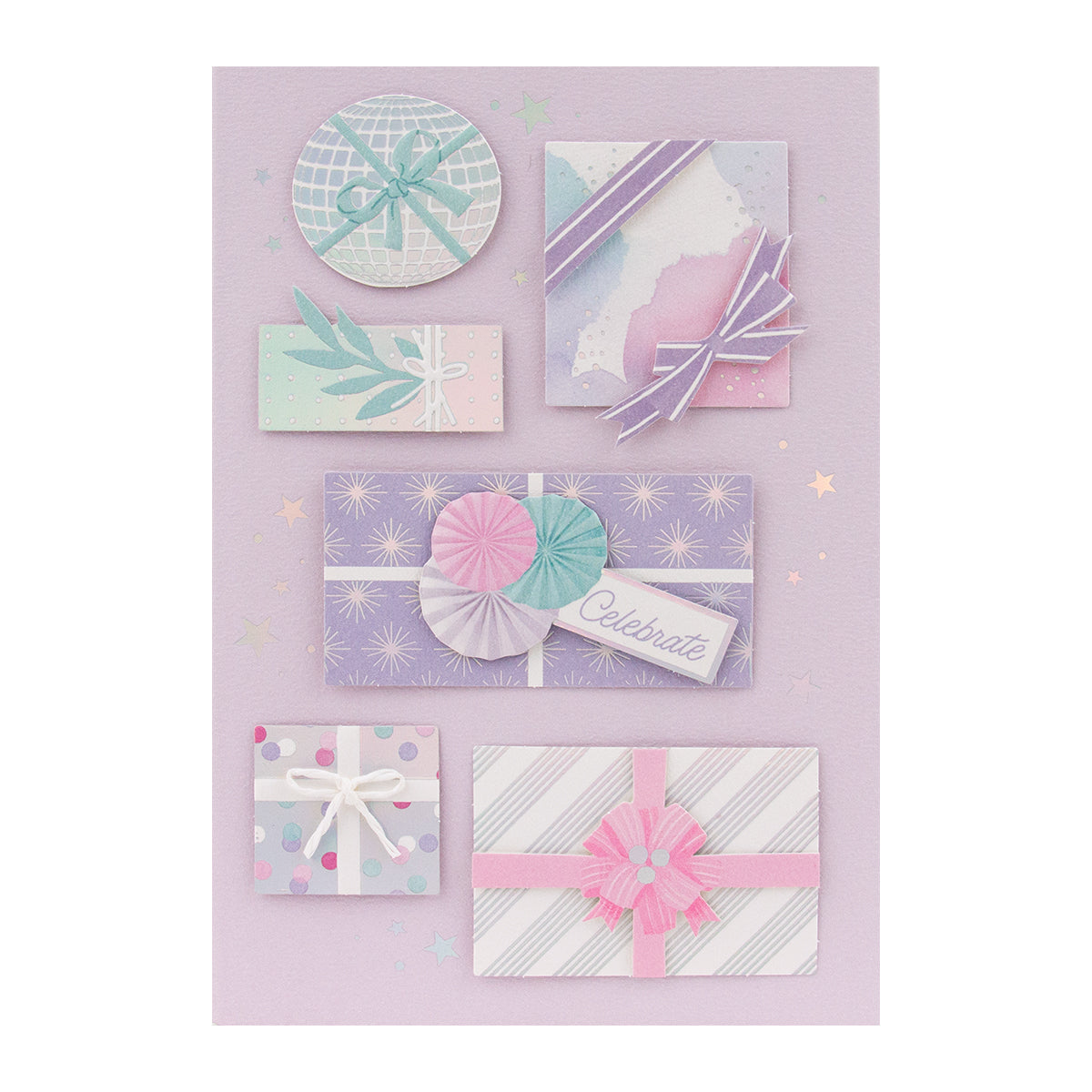Hallmark Signature Birthday Card - The Gift You Are featuring colourful wrapped gifts with 3D embellishments on a pastel background.