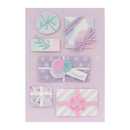Hallmark Signature Birthday Card - The Gift You Are featuring colourful wrapped gifts with 3D embellishments on a pastel background.