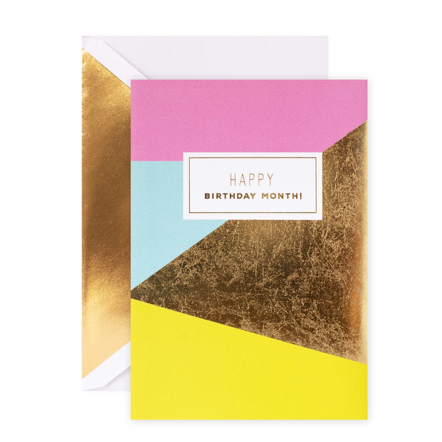 Hallmark Signature Birthday Card - One Day Isn't Enough featuring colourful geometric shapes and gold foil highlights in a flat lay design.