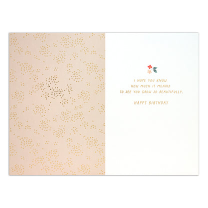 Hallmark Signature Birthday Card For Daughter - Picked For You featuring floral design and embossed gold foil details inside.