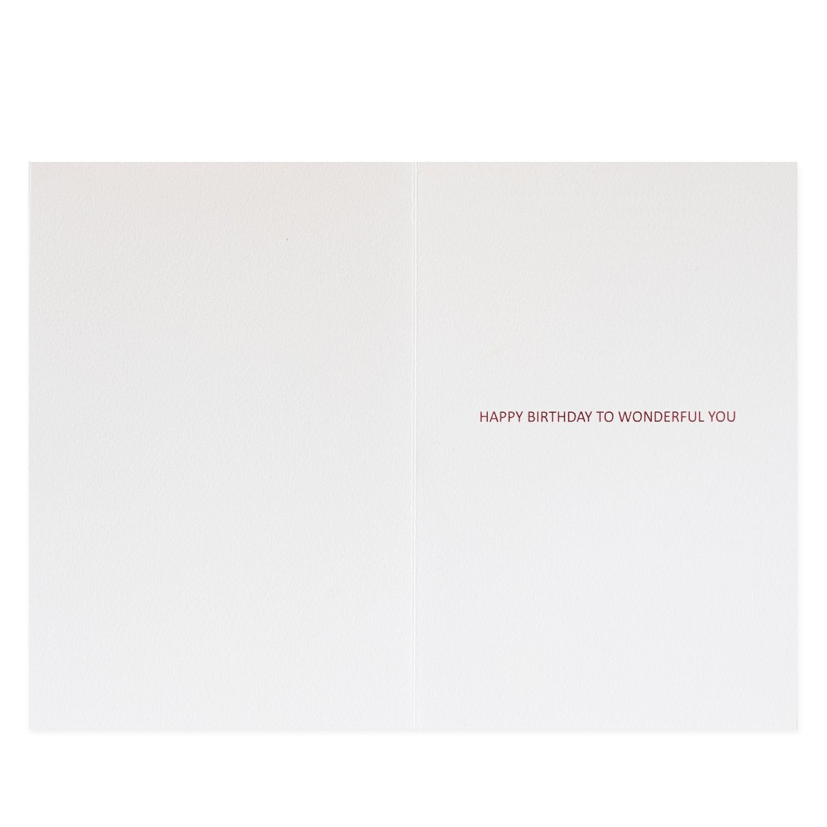 Hallmark Signature Birthday Card For Mum - Wonderful You, inside view, white background with pink foil message, simple and elegant design.