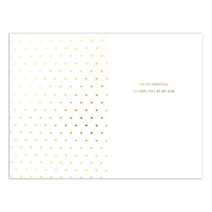 Hallmark Signature Birthday Card - You Are My Everything (For Wife) inside design featuring gold heart illustrations and heartfelt message.