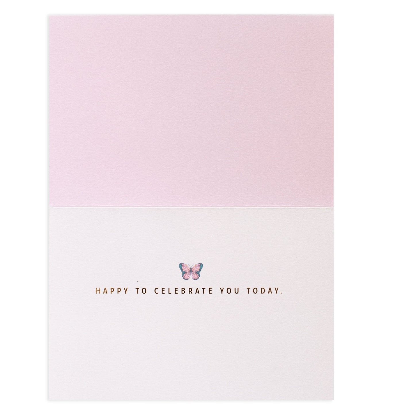 Hallmark Signature Greeting Card - Celebrate You (For Sister) featuring a pastel pink and white design with a butterfly illustration and gold text.