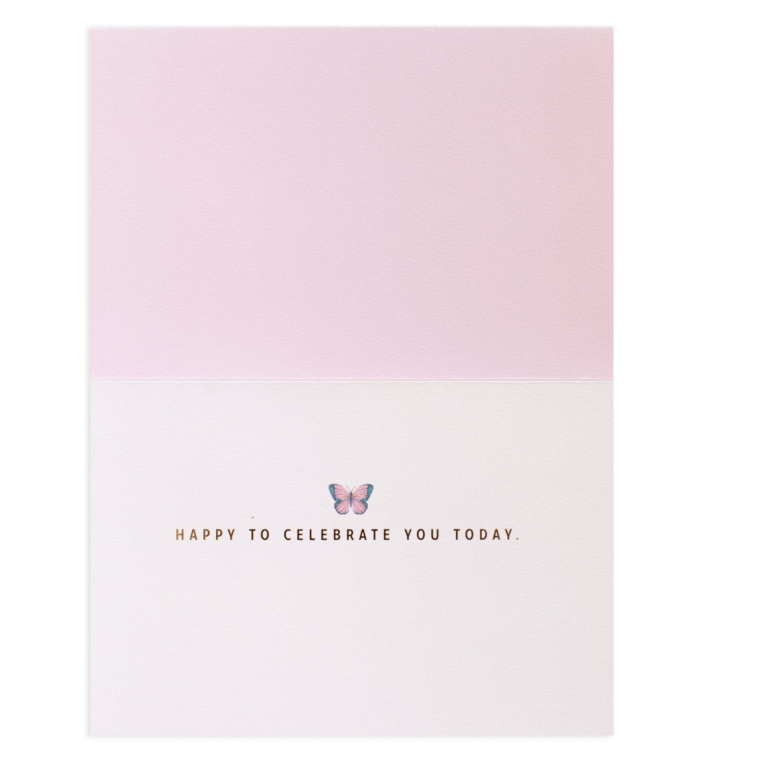 Hallmark Signature Greeting Card - Celebrate You (For Sister) featuring a pastel pink and white design with a butterfly illustration and gold text.